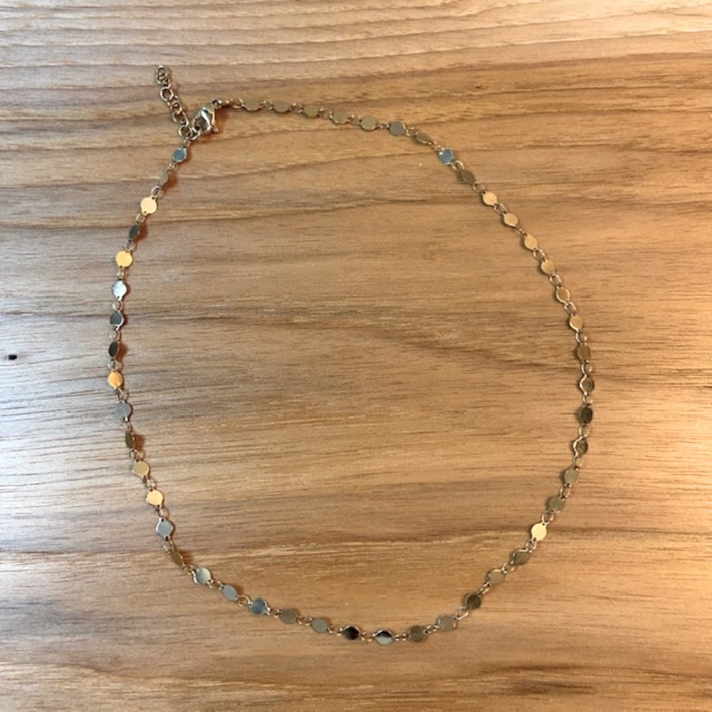 ARZ Steel Gold Disc Necklace